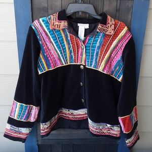 Coldwater Creek Velvet Tapestry jacket size M.